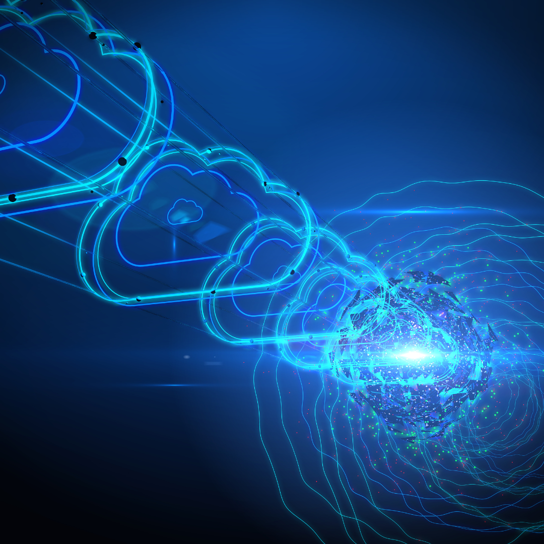 A series of digital clouds showcasing cloud security strategies