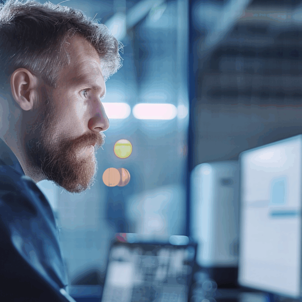 Person data egress monitoring cloud over a series of computer monitors. 