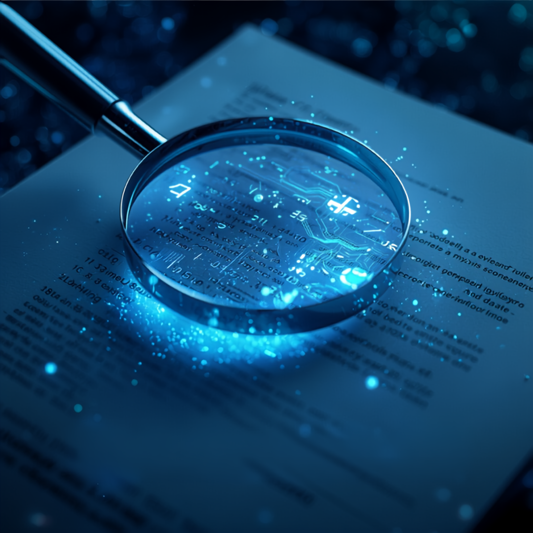 Homepage 22 Magnifying glass hovering over cyberinsurance document.